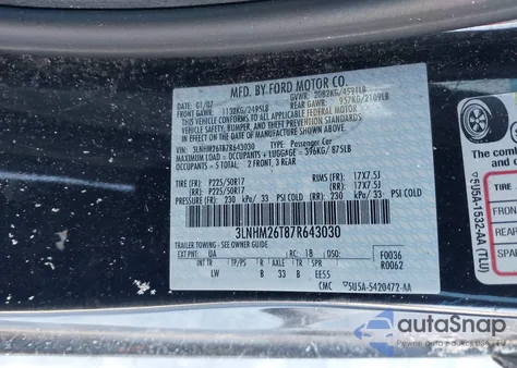 2007 Lincoln Mkz from USA, damaged, VIN 3LNHM26T47R643039